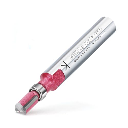 2-Flute Top Bearing Flush Trim Bit 1/4" Shank 3/16" Dia 1/4" Cut Length - size: 3/16"Dia x 1/4" x 1/4"Sh, style: Top Bearing