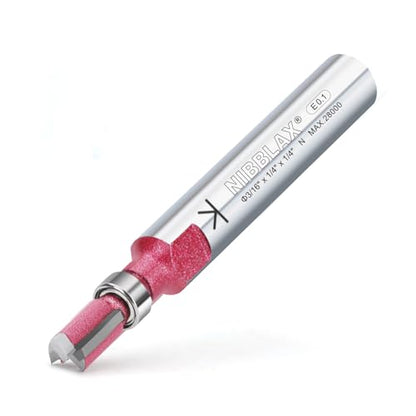 2-Flute Top Bearing Flush Trim Bit 1/4" Shank 3/16" Dia 1/4" Cut Length - size: 3/16"Dia x 1/4" x 1/4"Sh, style: Top Bearing