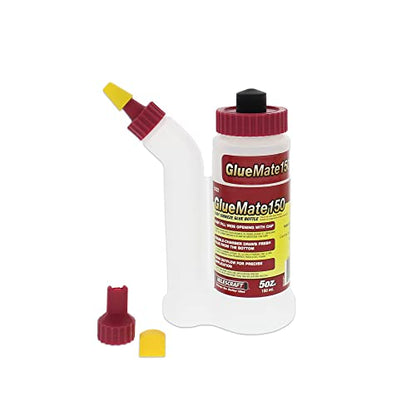 Milescraft 5222 Glue Mate 150-5oz. (150ml) Precision Wood Glue Bottle - Anti-Drip - Dowel and Biscuit Tips Included - Easy Flow Multi-Chamber Design - Ideal for Woodworking - size: 5