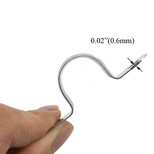 Hahiyo Two Holes Pipe Tube U Bracket Clamps 20MM Heavy Duty No Rust Shiny Strong Resist Wind No Sharp Rigid Strap Clip Conduit Ring 304 Stainless Steel for Fixing Supporting Decorating 10pcs - size: 20mm inside diameter