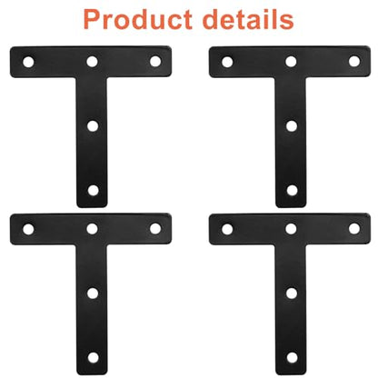 Bivethoi T Shape Flat Mending Plates, 80 x 80mm (3.15" x 3.15"), Black - size: 80x80mm/3.15"x3.15", style: T shape