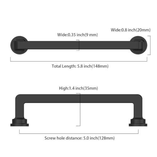 10 Pack 5 Inch(128mm) Matte Black Cabinet Pulls, Kitchen Hardware - color: Matte Black, size: 5" Hole Center