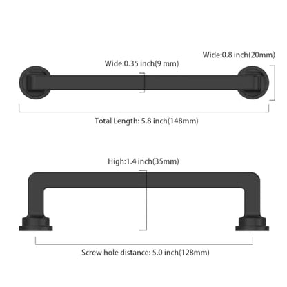 10 Pack 5 Inch(128mm) Matte Black Cabinet Pulls, Kitchen Hardware - color: Matte Black, size: 5" Hole Center