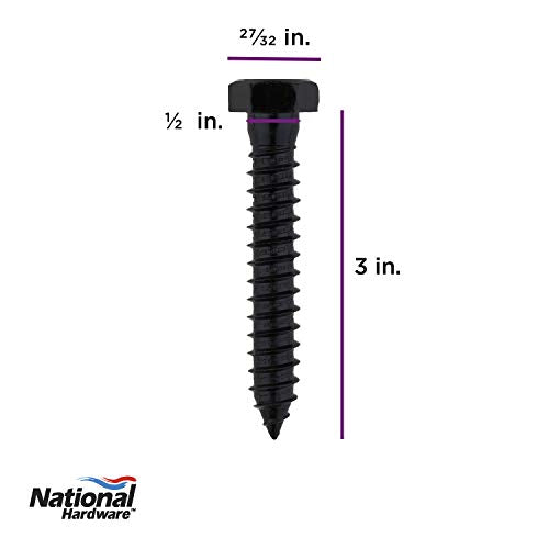 National Hardware N800-022 Lag Screws, Black, 1/2" x 3" - size: 1/2" x 3"