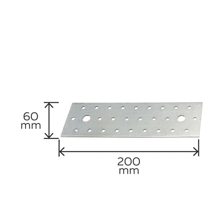 Alberts 331955 Perforated Plate Sendzimir-Galvanised 200 x 60 mm - size: 200 x 60 mm