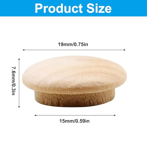 Wood Plugs, Maple Button Top Screw Covers, 100 Pack, 1/2 Inch - size: 1/2 Inch