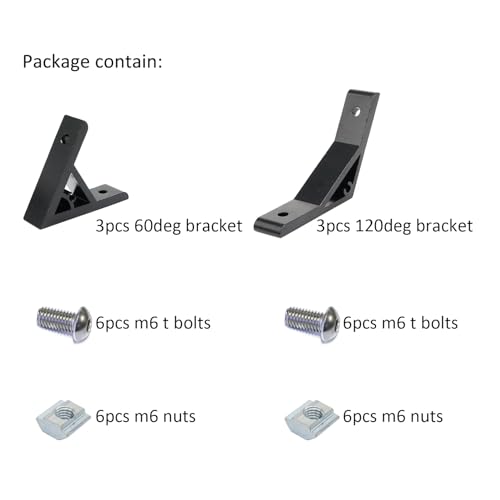 3Pcs 60deg, 3Pcs 120deg 1010 Angle Bracket 1" x 1" 10 Series Aluminum Extrusion 60 Degree Joint Connector Brace for Slot 60° Corner Joiner 120deg 1020 1 Inch Extruded Aluminium Profile - style: 3 set 60 120deg with m6