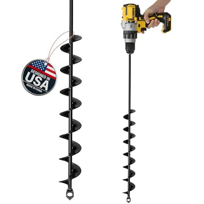 K-Brands Auger Drill Bit for Planting – 2 x 32 Inch – 3/8'' Hex Drive Drill - size: 2 x 32 Inch