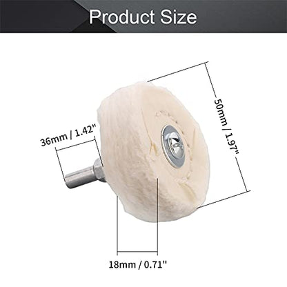 2" Cotton Buffing Polishing Pad, with 1/4" Handle, 6Pcs - size: T type white cloth wheel 50mm 6pcs