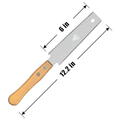 6 Inch Small Japanese Pull Saw Double Edge with Beech Handle SK5 Flexible Flush Trim Saw Cut for Woodworking