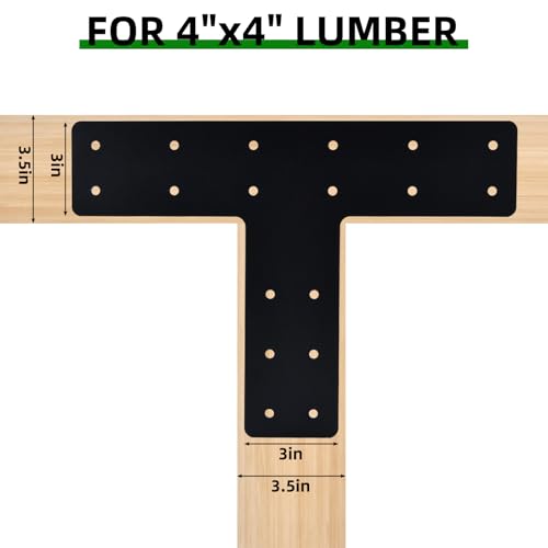 T Post Bracket for 4x4 Lumber, 14" x 10" Heavy Duty Steel Mending Plate, Pergola T Beam Truss Bracket, Post to Beam Connectors, Thickness 1/8" (3mm) - size: 14" x 10"