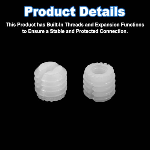 uxcell 200Pcs 0.35"x0.34" Hinge Dowels, Plastic Dowel Insert with Threaded for Cabinet Door Hinges Furniture Connections, White - size: 0.35"x0.34"