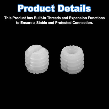 uxcell 200Pcs 0.35"x0.34" Hinge Dowels, Plastic Dowel Insert with Threaded for Cabinet Door Hinges Furniture Connections, White - size: 0.35"x0.34"