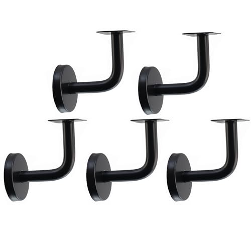 5pcs Stainless Steel Handrail Brackets, Black Flat Mounting Plate - style: Black, For Square Handrail