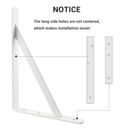 Heavy Duty Shelf Brackets, 12 x 8 Inch White Metal L Brackets, 10 Pack - color: White, size: 12 inch x 8 inch-10pcs