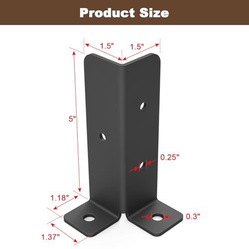 4 Pcs Adjustable Deck Post Anchor Base Bracket Fit 1.5x1.5,2x2,2x4,4x4 Post - size: 4 Pieces