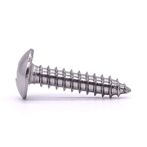 #6 x 5/8" Truss Head Wood Screw, Phillips Truss Head Self Tapping Sheet Metal Tek Screw, 18-8 Stainless Steel 304, Brgiht Finish, 100 PCS - size: #6 x 5/8"