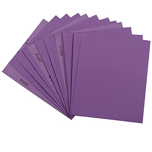 Sandpaper 1200 Grit, Wet Dry Sanding Sheets 9 x 11 Inch, Advanced White Fused Alumina Abrasive Sand Paper for Wood Furniture Finishing, Metal Sanding, Automotive Polishing, 12-Sheets - style: 1200 Grit