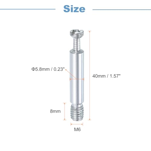 uxcell 10Pcs 40mm Furniture Connecting Fittings, Thread Bolts Dowels Screws, Metal Dowel Fitting Fasteners for Cabinet Drawer and Wardrobe Furniture, Silver - size: 40mm