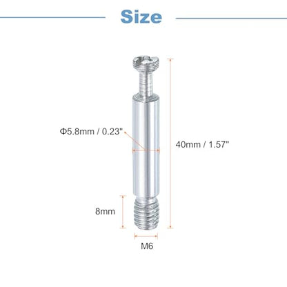 uxcell 10Pcs 40mm Furniture Connecting Fittings, Thread Bolts Dowels Screws, Metal Dowel Fitting Fasteners for Cabinet Drawer and Wardrobe Furniture, Silver - size: 40mm