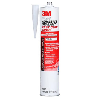 3M Marine Adhesive Sealant 5200FC Fast Cure, White, 10 fl oz Cartridge - size: 10 fl.oz cartridge