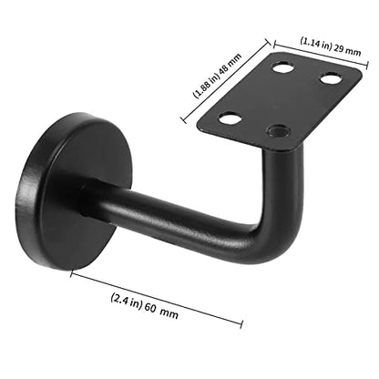 KEILEOHO 6 Pack Handrail Brackets, Stainless Steel Handrail Holder, Wall Mount Stairway Railing Bracket, Black Flat Handrail Bracket Stair Rail Brackets for Guardrail, Staircase, Banister
