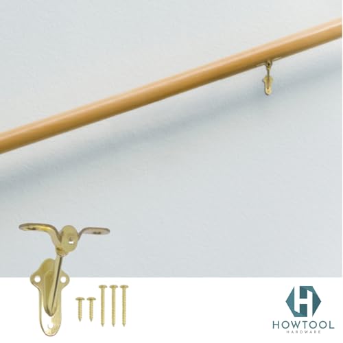 Stair Handrail Brackets Wooden Railing Support Champagne Brass, 3 Pack | HOWTOOL - color: Champagne Brass