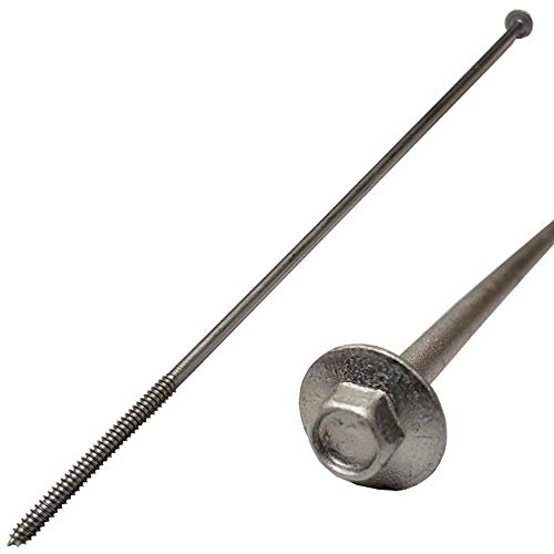 12" - Galvanized Timber Tie - Hex Head Structural Screw - Great for Outdoor Landscape use - Coarse Thread for Secure Hold - Rust Resistant Screw - Heavy Duty 3/16" for Extra Hold (50)