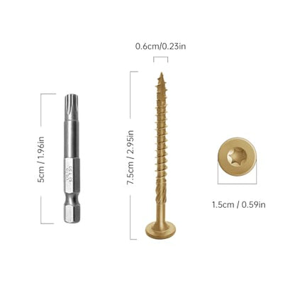 3 Inch 50Pcs Yellow Deck Screws - color: Yellow, size: #14×3"