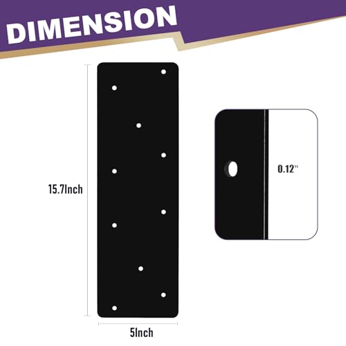 4 Pcs 16"x5" Straight Steel Flat Plate, Heavy Duty Mending Plate Joining Brackets, I Shape Strap Metal Plate Fit 4x4,6x6 for Repair House,Furniture,Pavilion,Truss framing - style: I Shape(15.7"x5")