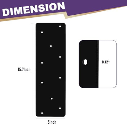 4 Pcs 16"x5" Straight Steel Flat Plate, Heavy Duty Mending Plate Joining Brackets, I Shape Strap Metal Plate Fit 4x4,6x6 for Repair House,Furniture,Pavilion,Truss framing - style: I Shape(15.7"x5")