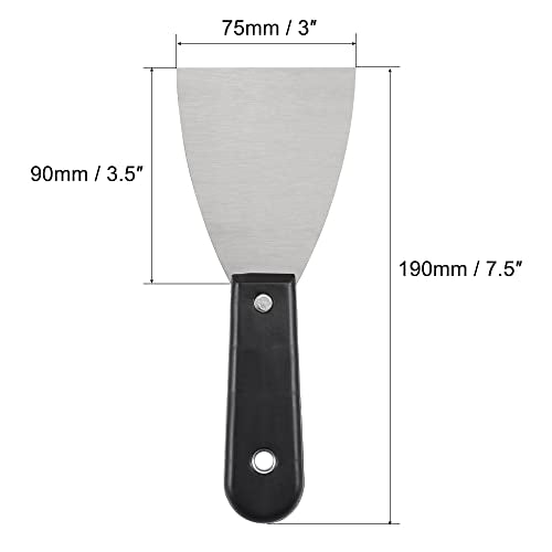 uxcell Putty Scraper 3" Spatula Drywall Repair Spreader Stainless Steel Blade Black Handle 2Pcs - size: 3"