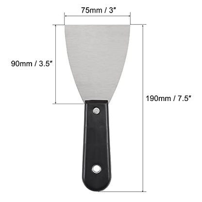 uxcell Putty Scraper 3" Spatula Drywall Repair Spreader Stainless Steel Blade Black Handle 2Pcs - size: 3"