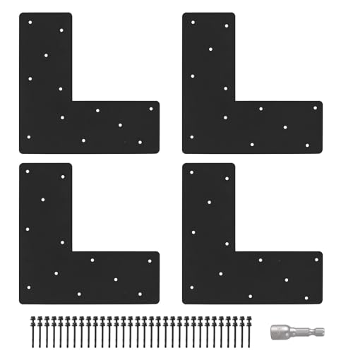4 Pcs 12"x 5" L Shape Flat Brackets|Thickness 0.12" Mending Plates| - size: 6"x 6"