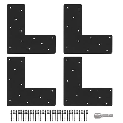 4 Pcs 12"x 5" L Shape Flat Brackets|Thickness 0.12" Mending Plates| - size: 6"x 6"