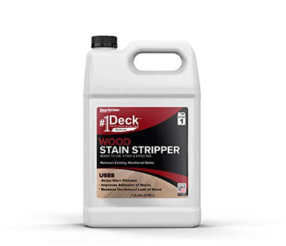 #1 Deck Wood Stain Stripper - 1 Gallon - Ready to Use, Wood Stain Remover Strips Weathered, Water-Based and Oil-Based Finishes - size: 1 Gallon
