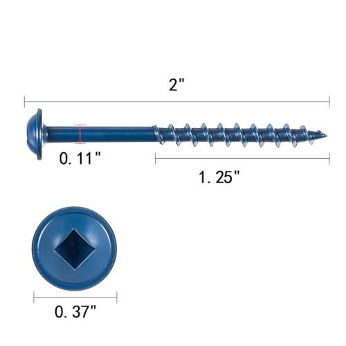 100 PCS #8 x 2” Pocket Hole Screws Exterior Pocket Screw - color: Blue, size: #8x2"