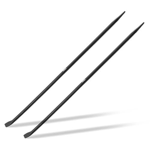 40 Inch Heavy Duty Alignment Pry Bar, Professional Sleever Bar for Line Up & Spud Work, 7/8" Hex Shaft with Pointed Tip & 15° Angled Chisel for Ironworkers, Construction, Industrial Use - 2pcs - size: 40-inch