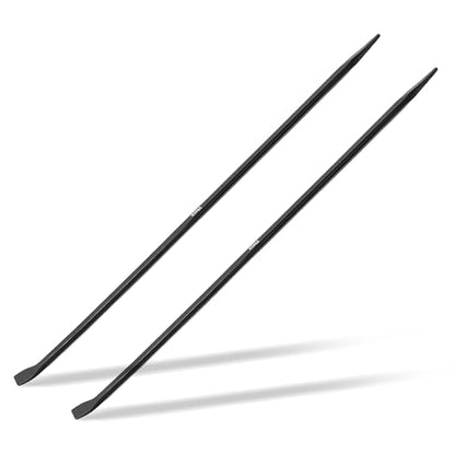 40 Inch Heavy Duty Alignment Pry Bar, Professional Sleever Bar for Line Up & Spud Work, 7/8" Hex Shaft with Pointed Tip & 15° Angled Chisel for Ironworkers, Construction, Industrial Use - 2pcs - size: 40-inch