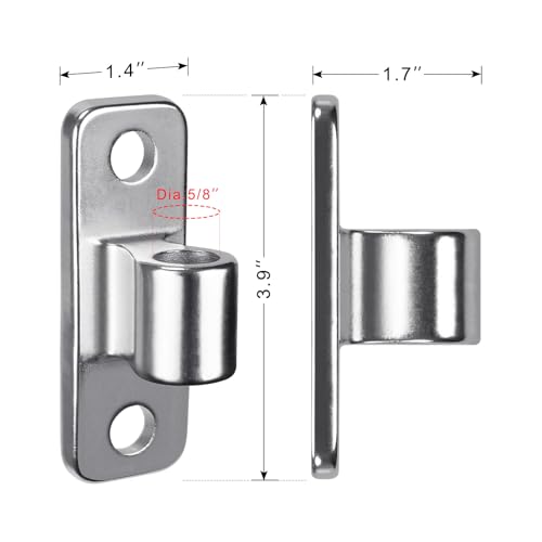 Insaga Heavy Duty 304 Stainless Steel Gate Hinges 4 Pcs, Wall Mount Hardware with 5/8" Pin, One-Piece Cast Hinge for Farm, Fence, Chain Link, Wooden & Metal Gates - color: Silver-SS-4Pcs-Hole