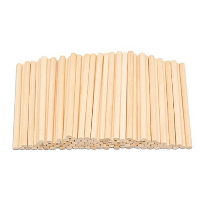 Wooden Dowel Rod, 3/8 Inch x 6 Inch Wood Dowels, Pack of 100 Wooden Dowels for Crafts, Unfinished Hardwood Wooden Dowels Rods, Strong Wood Rod Dowels for Crafting and DIYers - size: 3/8" x 6" Dowels