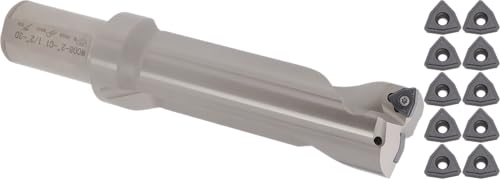CME Indexable Insert Drill, 2" Diameter, 3D Ratio, 6" Depth, with 10 pcs WCMX080412 Carbide Inserts, Coolant Through - size: 2 in