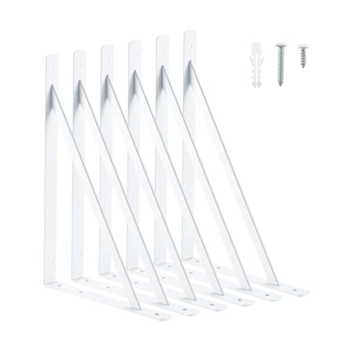HOME MASTER HARDWARE 16x10 Inch Heavy Duty Shelf Brackets, White 6 Pack - color: White, size: 16 inch x 10 inch-6pcs