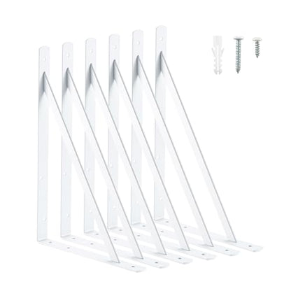 HOME MASTER HARDWARE 16x10 Inch Heavy Duty Shelf Brackets, White 6 Pack - color: White, size: 16 inch x 10 inch-6pcs