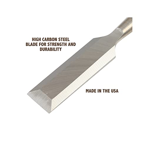 Buck Brothers 120105BC 3/4" Wood Chisel Made in USA, For Paring and Finishing Cuts in Carpentry and Woodworking, Tempered Tool Steel Blade, Mallet-Safe Handle - size: 3/4"