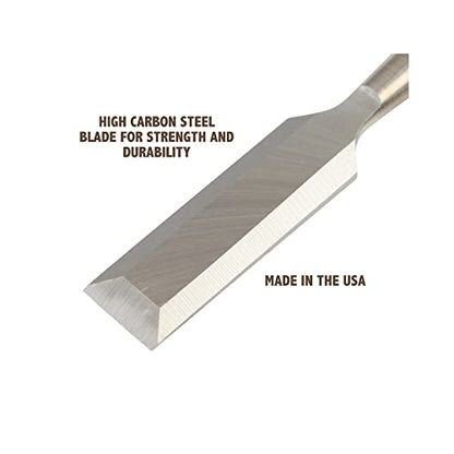 Buck Brothers 120105BC 3/4" Wood Chisel Made in USA, For Paring and Finishing Cuts in Carpentry and Woodworking, Tempered Tool Steel Blade, Mallet-Safe Handle - size: 3/4"