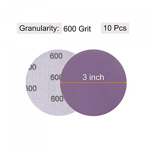 uxcell 10Pcs 3-Inch Purple Sanding Discs 600 Grits Hook and Loop Professional Aluminum Oxide Sand Paper Wet Dry Polish for Wood Metal Paint Finishing - style: 600 Grit