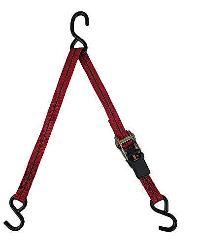 Cajun Tie Downs 3-Point Ratchet Tie Down Strap, Jet Ski, Sea Doo & Wave Runner Transom Straps, Vinyl S-Hooks, Made in USA, Red, 10 ft - color: Red, size: 10 Feet