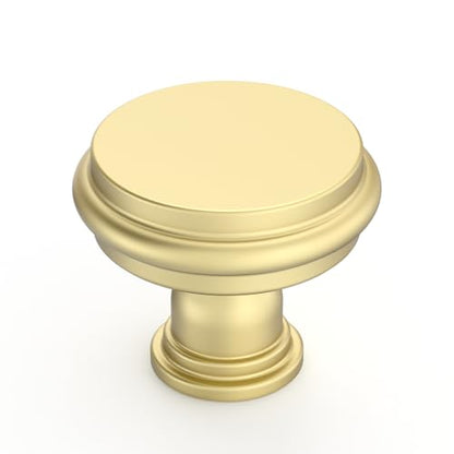Amerdeco 10 Pack Brushed Gold Cabinet Knobs 1.3 Inch(32mm) Single Hole Zinc Solid Kitchen Cabinet Handles Round Cabinet Drawer Pulls - color: Brushed Gold, size: 1.3"/32MM Single Hole