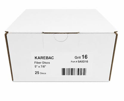 Karebac 5" x7/8" Aluminum Oxide 16 Grit Resin Fibre Sanding Discs 25-Box - style: 16 Grit